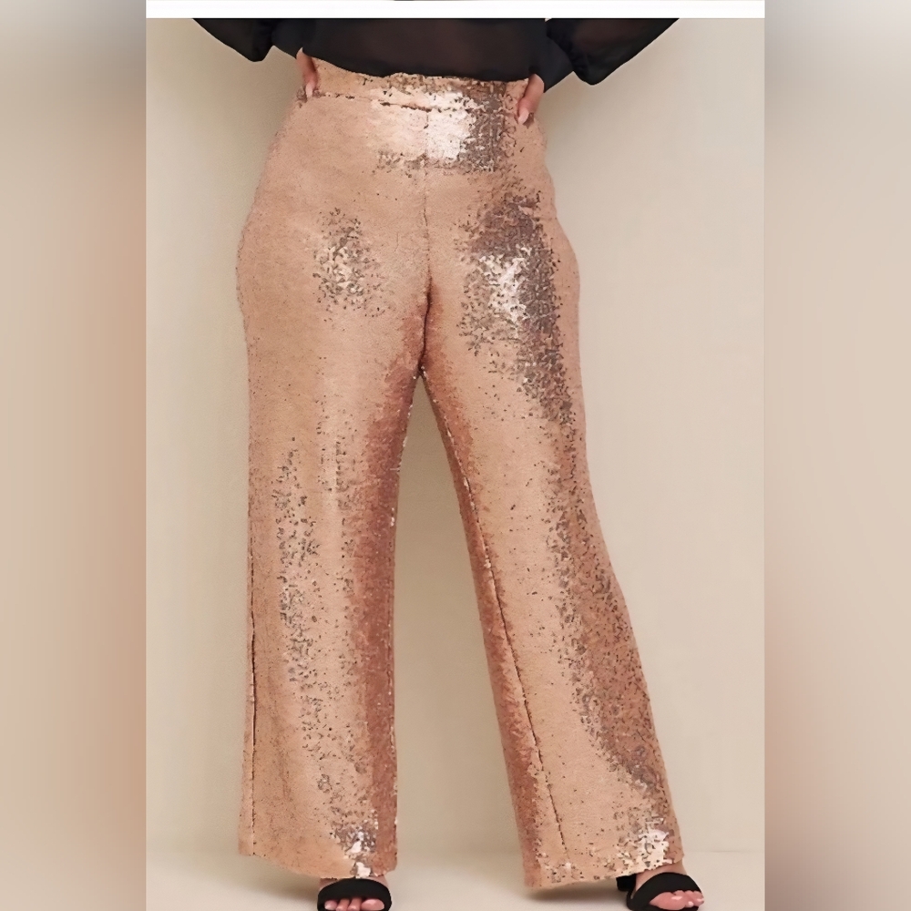 Torrid Pull-On Wide Leg Sequin High-Rise Pant